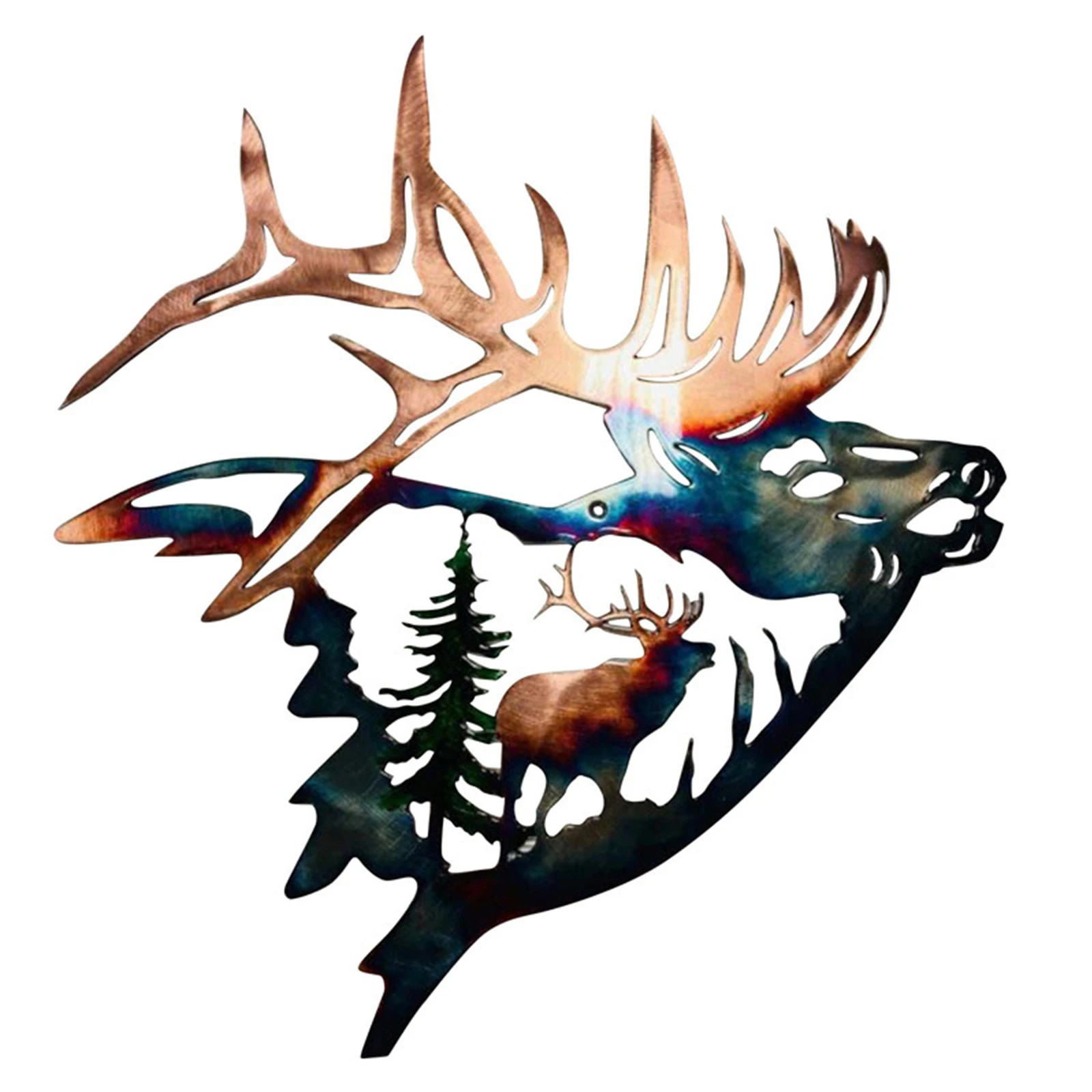 

Deer Head Metal Wall Art Sculpture Collections Decor Bedroom Hanging Crafts for Bedroom Kitchen Restaurant Vintage Artwork