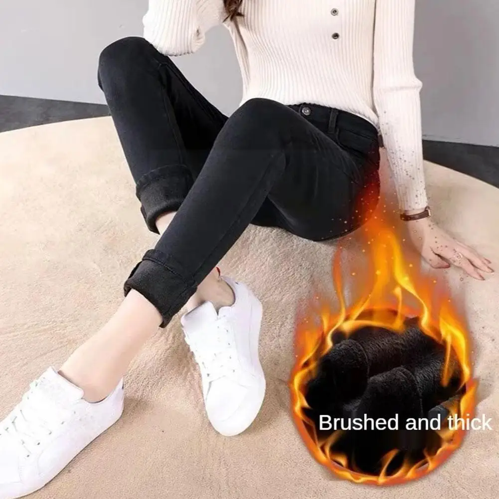 

Новинка Зима 2021 женские джинсы плюс бархатные супер Стрейчевые повседневные джинсы плюс пикантные брюки женские с высокой талией Z2t6