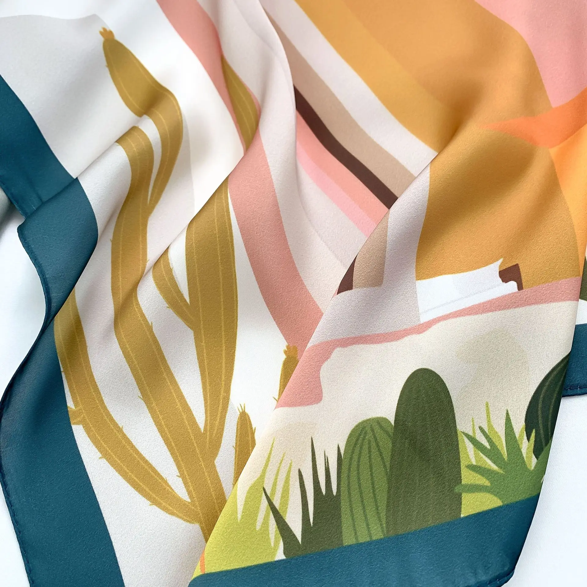 

Luxury Silk Satin Head Scarf For Women Fashion Kerchief Print Hair Scarfs 55cm Square Headband Neck Scarves For Ladies 2021