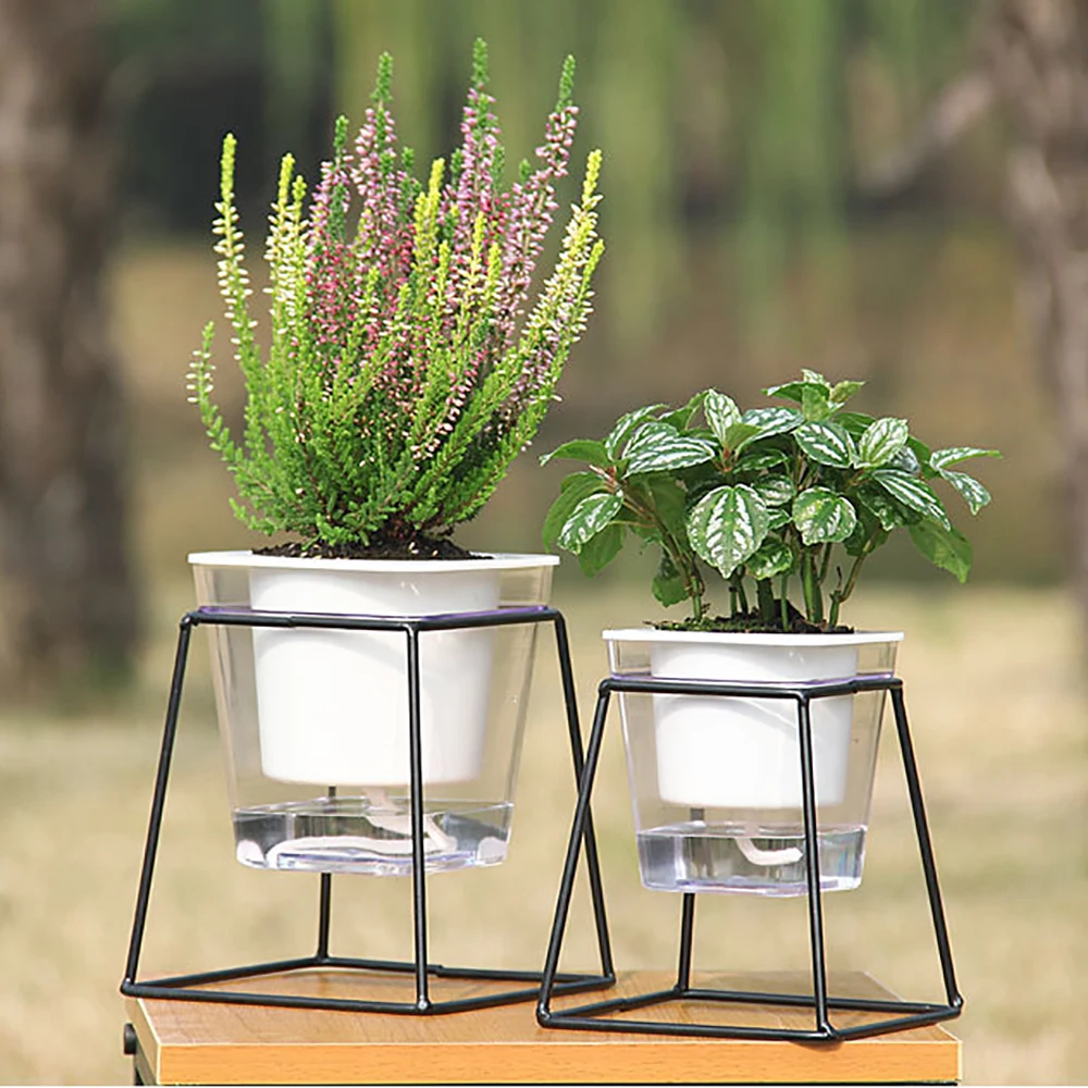 Гидропонный цветочный горшок с железным кронштейном для дома и офиса зеленые