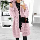 Женская осенне-зимняя куртка с капюшоном, длинная верхняя одежда, пальто оверсайз из искусственного меха, кардиган 2022, Женское пальто 4XL, 5XL, черное, розовое