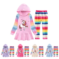 kidswant cute unicorn pattern girls hoodies jacket candy color pants 2pcs set 2021 new kids spring autumn clothes outfits