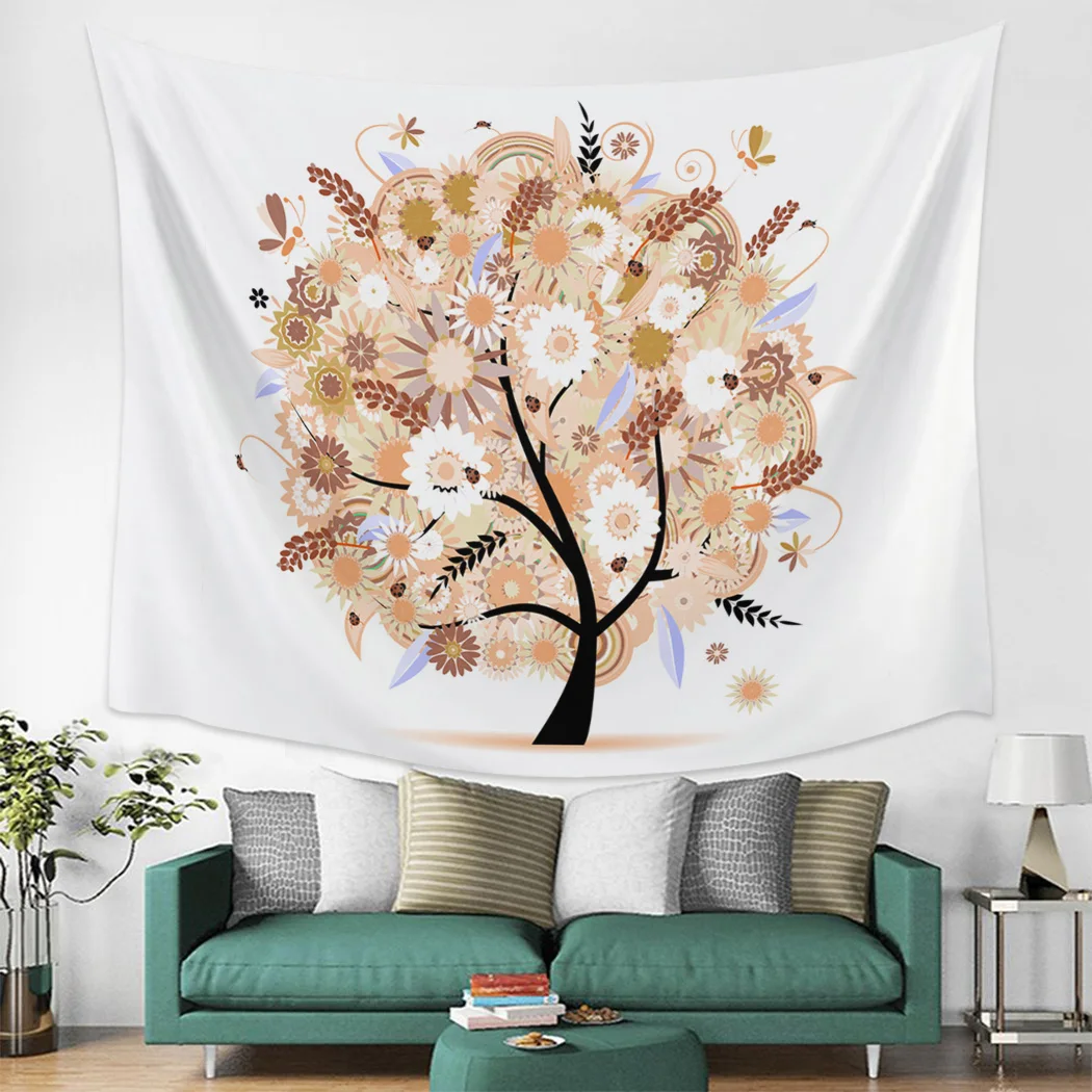 Милое Древо жизни бабочка Мандала гобелены с цветами настенное покрывало для