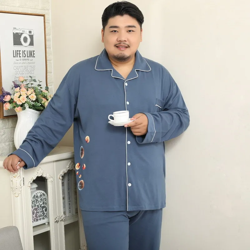 Мужские пижамные комплекты большие размеры XXXXXL 100% хлопок Весенняя простая