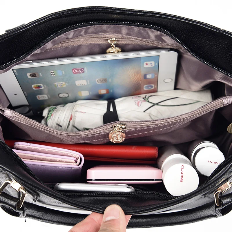 

Luxury Soft Leather Totes Handbag Women Black Big Casual Messenger Bag Trend Large Female Shoulder Crossbody Bags Top Handle Bag