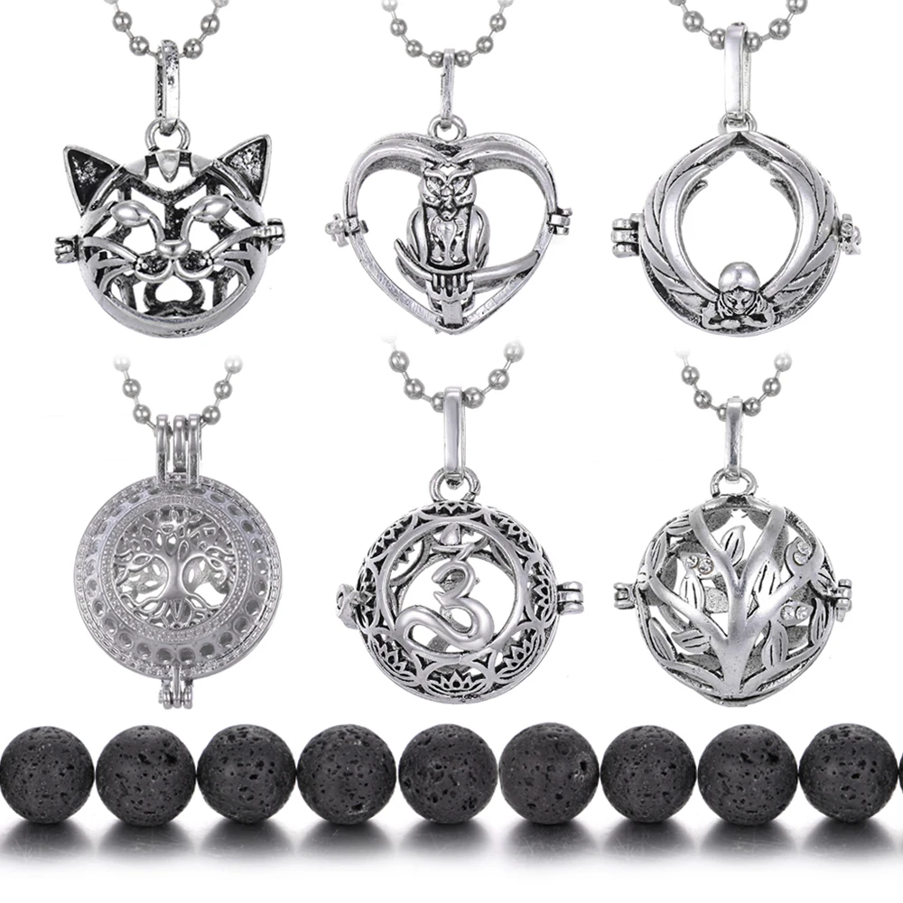 Камень из вулканической лавы ожерелье кулон аромадиффузор клетка медальон s духи