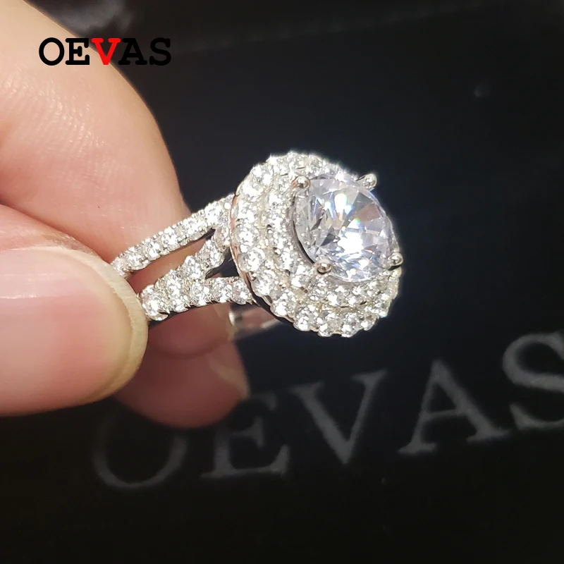 

OEVAS 100% 925 Sterling Silver Bridal Rings Set 2 Carats High Carbon Diamond Sparkling Wedding Engagement Party Fine Jewelry
