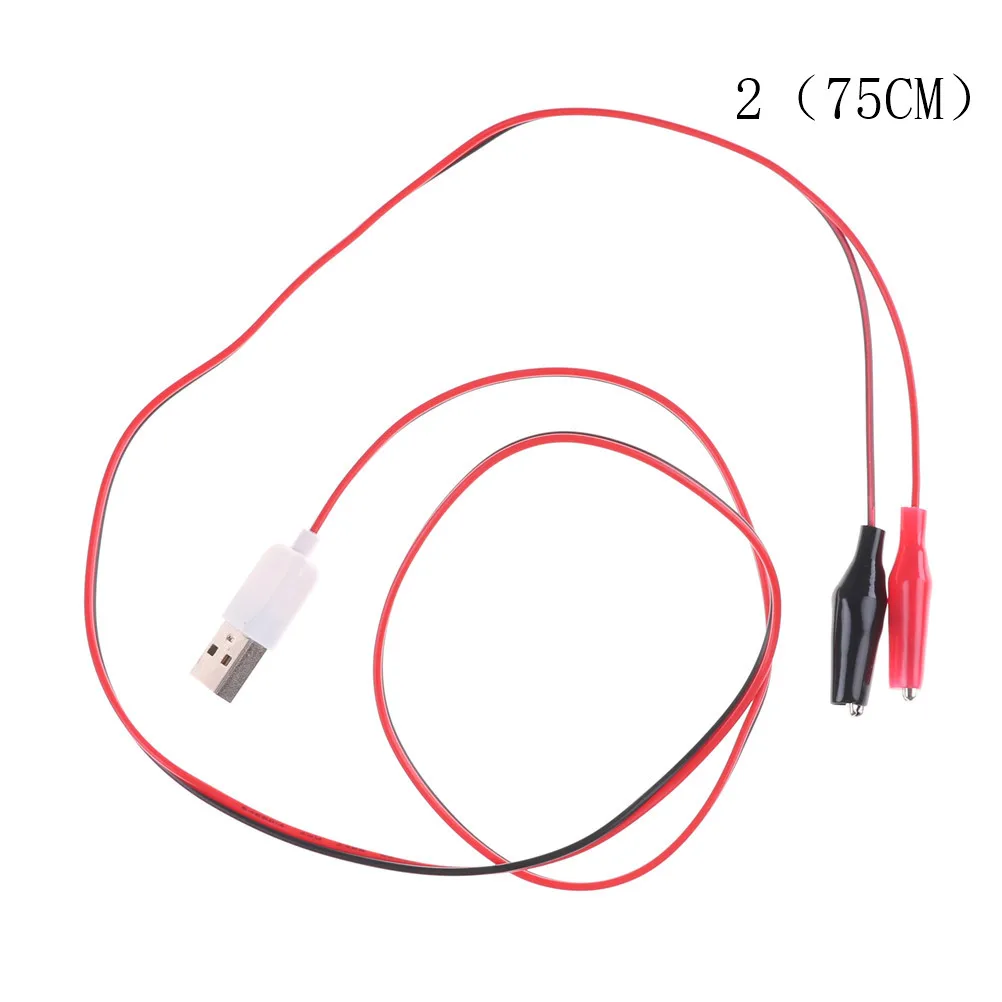 

Copper Adapter Cable Test Leads Crocodile Clamp Alligator Test Clip Alligator Clips with Wire 50cm/75cm USB Male Power Connector