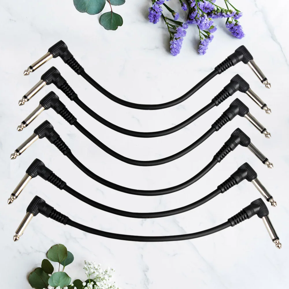 

6PCS Instrument Cables Guitar Patch Cables for Bass Keyboard Effect Pedals (Black)