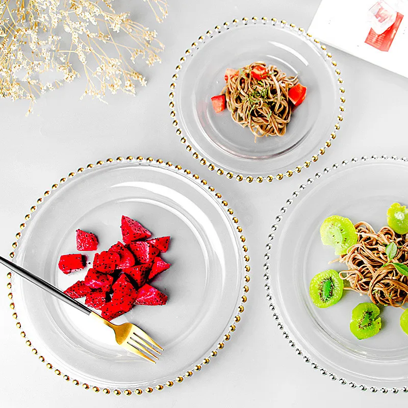 Стеклянная тарелка для стейка в скандинавском стиле роскошные золотые столовые