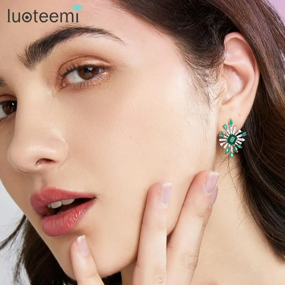 Изысканные дизайнерские серьги LUOTEEMI для женщин Свадебная вечеринка Роскошный CZ