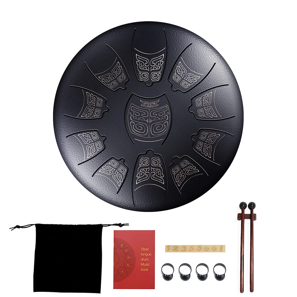

Mini Ethereal Drum 6 Inch 11 Tone Retro Ethereal Steel Tongue Drum with Drumstick Finger Cots Percussion Instrument Accessories