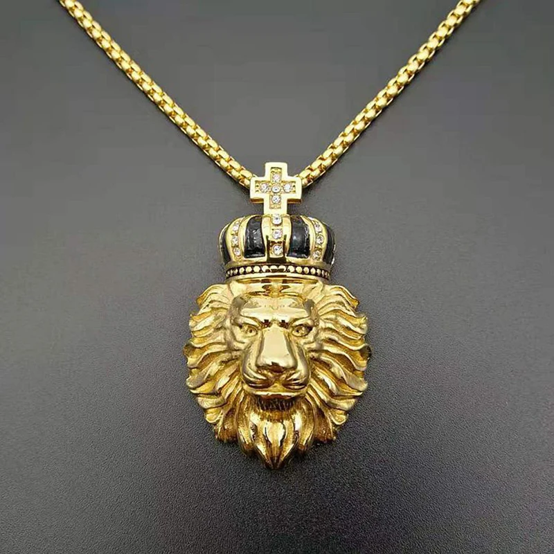 Ожерелье Стразы из нержавеющей стали в стиле хип-хоп украшение с декором папа