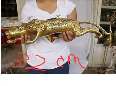 

13" Huge BRASS Collect Leopard Panther Cheetah Run Statue decoration brass factory outlets fidget spinner