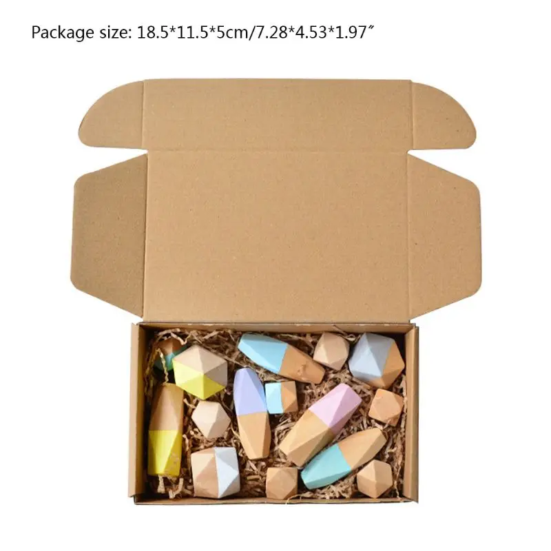 

15 Pcs Children Wooden Colored Stone Stacking Game Building Block Kids Creative Educational Toys