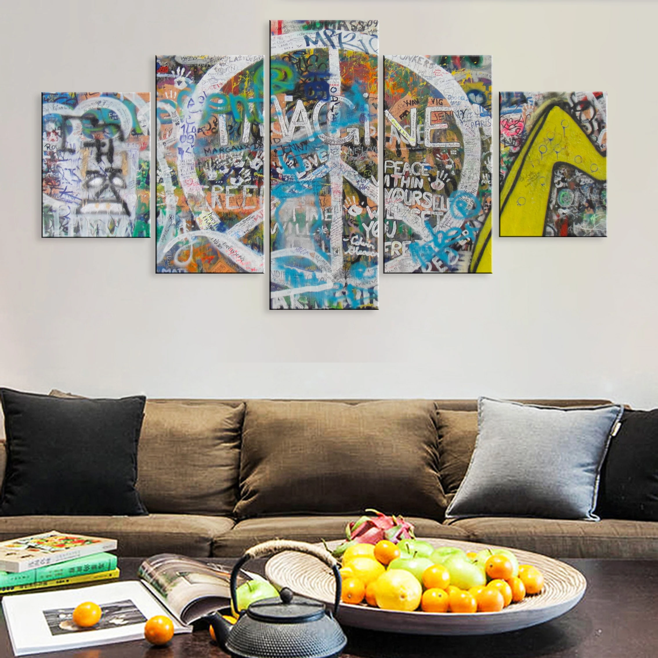 

Hd Printed Modern 5 Pieces Modular Canvas Living Room Home Decor Framework Street Art Graffiti Abstract
