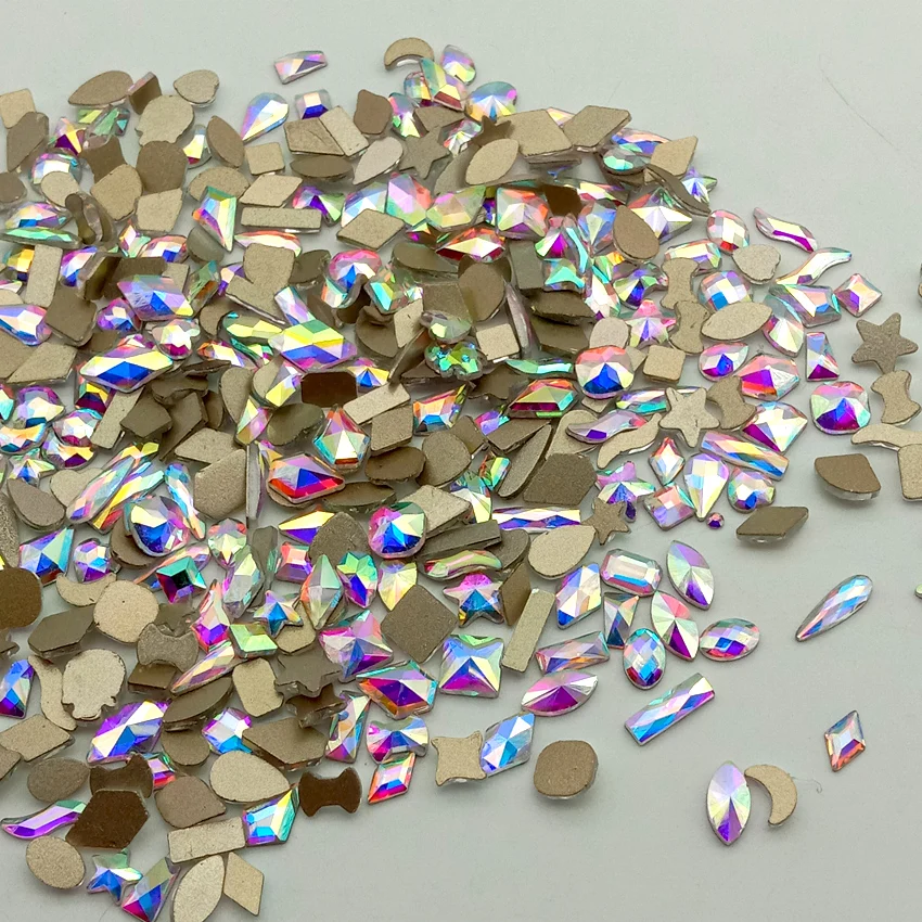20 шт кристаллы для ногтей, драгоценные камни, Стразы для ногтей, 3D дизайн ногтей, украшения, плоские с оборота, стеклянные стразы, камень, ювелирные изделия, AB бриллианты, сделай сам