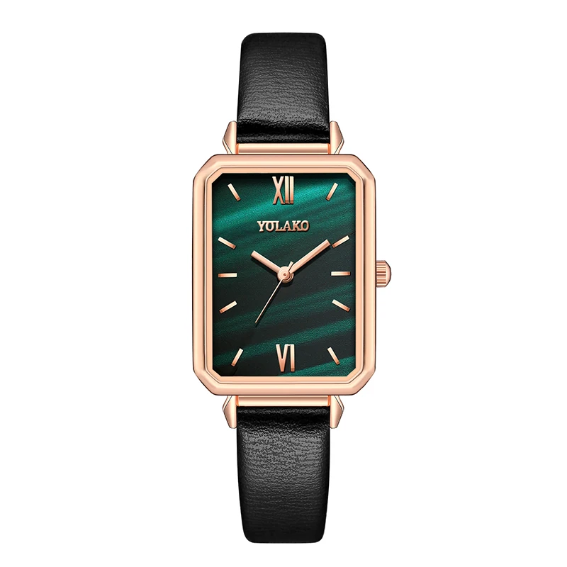 

Small Rectangle Rome Dial Women Leather Watch Gradient Color Dial Design Women Quatz Wristwatch Casual Dress Clock