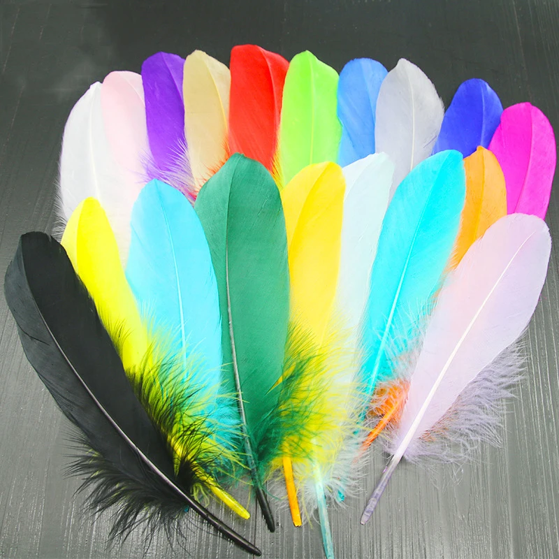 

100Pc Goose Feathers 15-22cm Goose Feather Stage Plumes Dream Catcher Washed Goose Down Fluffy Plume For Wedding Party Mix Color