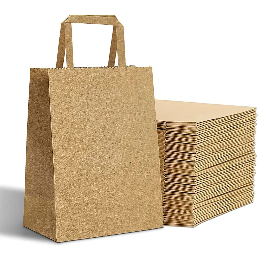

2pcs Kraft Paper Bag with Handle Cookie Candy Gift Packaging Bags Wedding Party Decoration Christmas Navidad 2022 Baby Shower