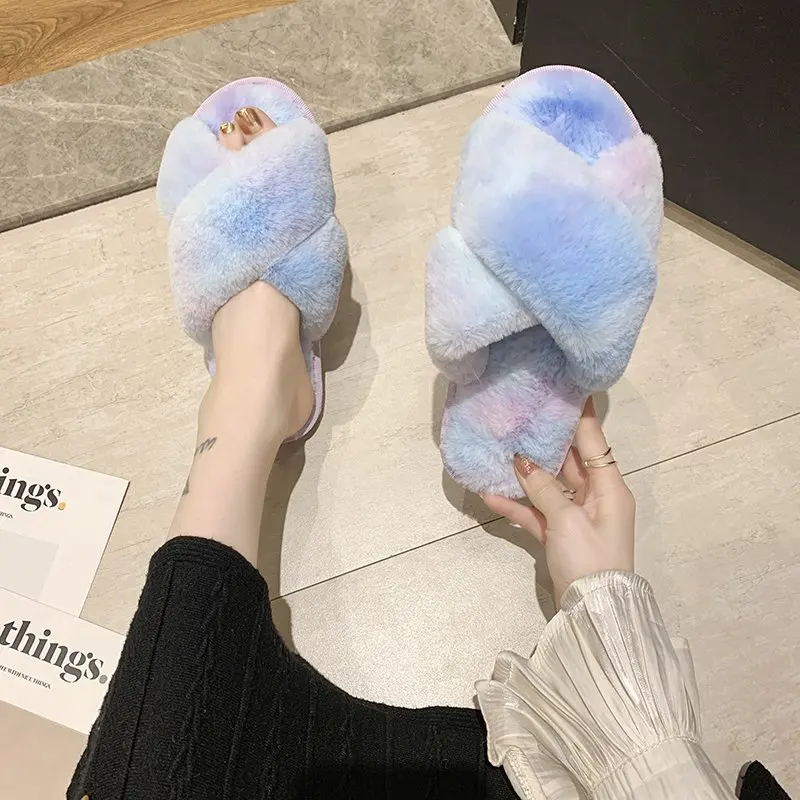 New Fashion Plush Slippers for Women's Outer Wear Non-slip Autumn and Winter Home Furnishing Cute Cotton Slippers for Women