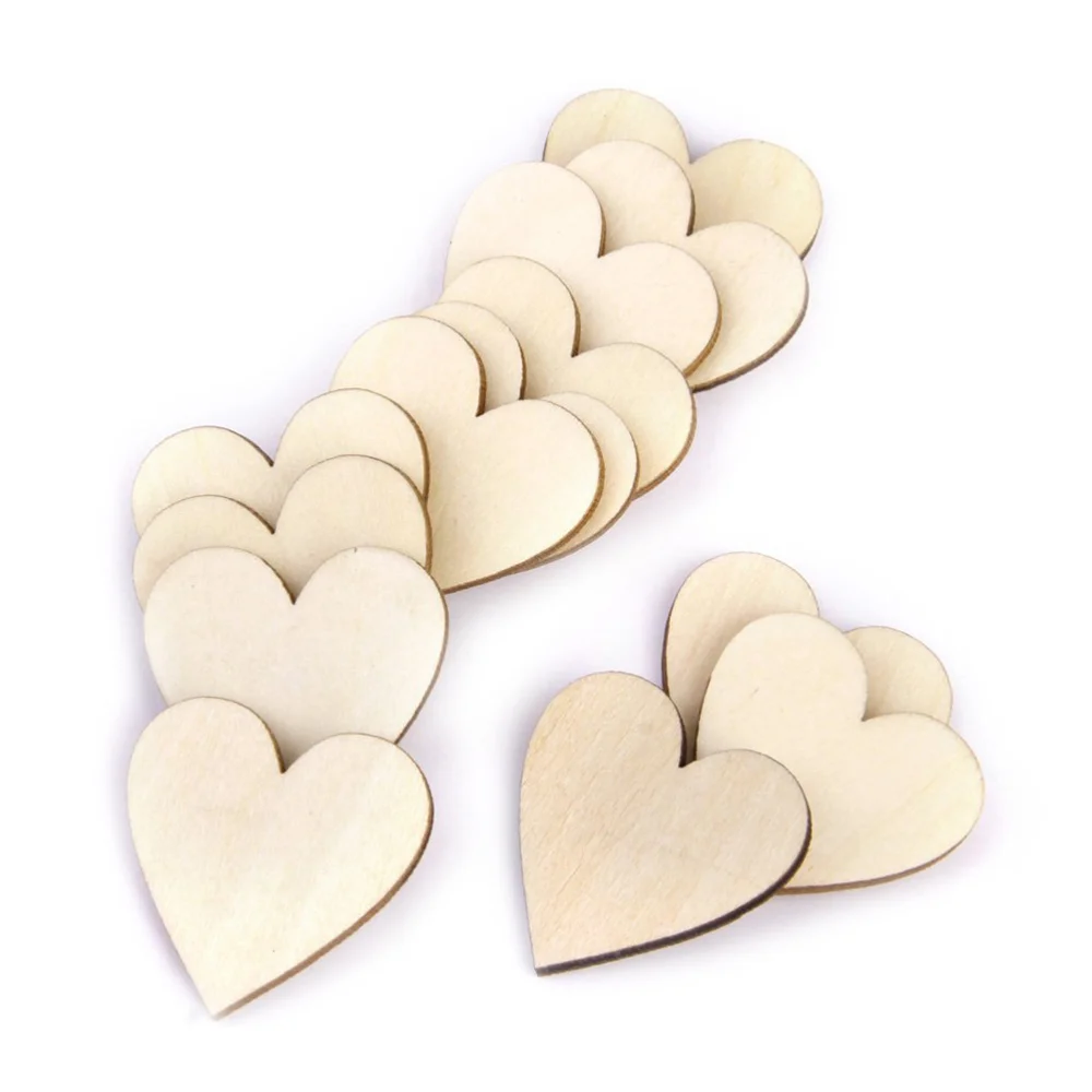 

50pcs Wooden Love Heart Pieces 50mm for Wedding Art DIY Crafts