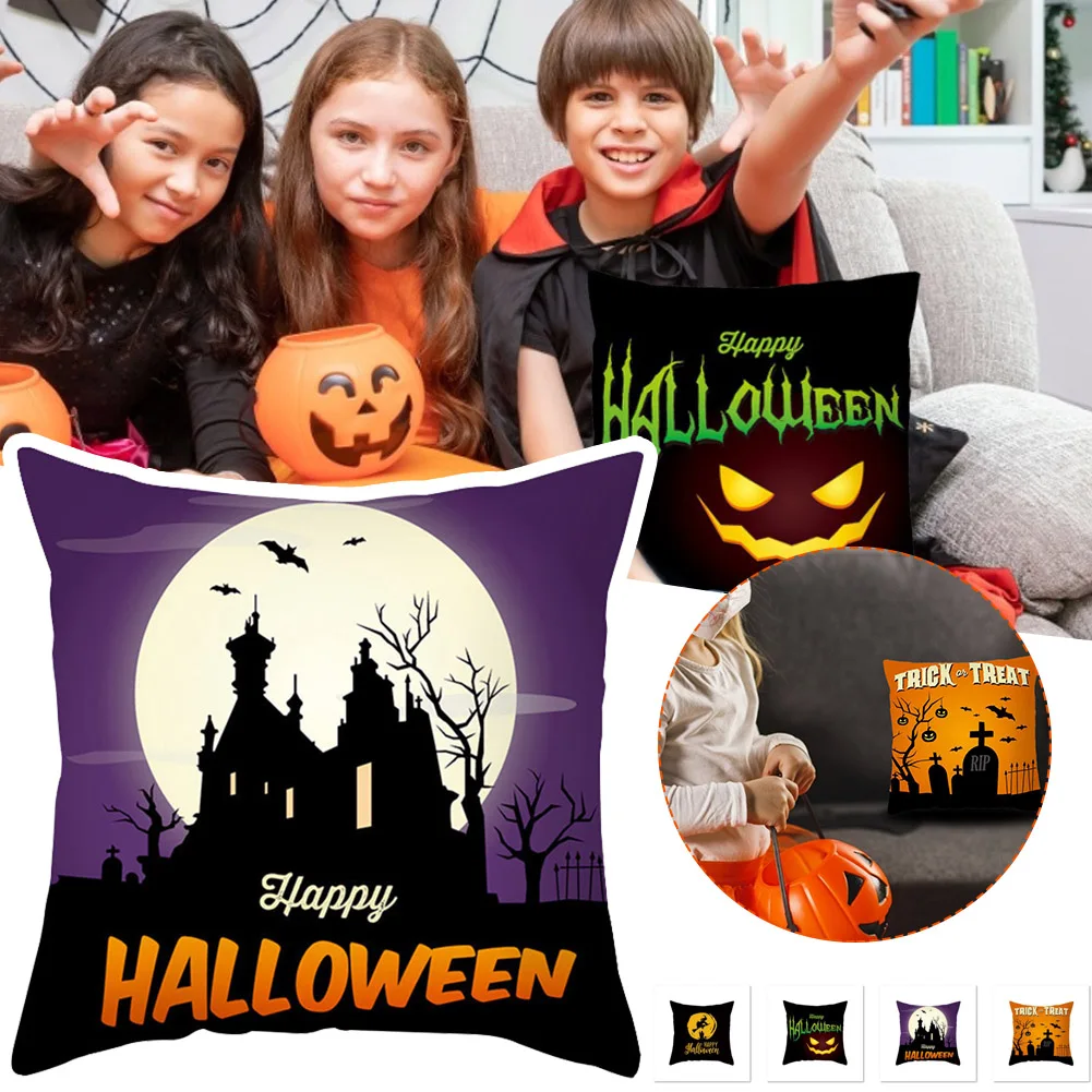 

4pcs Halloween Cushion Covers Soft Comfortable Breathable Durable Pillow Cover Halloween Decoration For Party Gift For Friends
