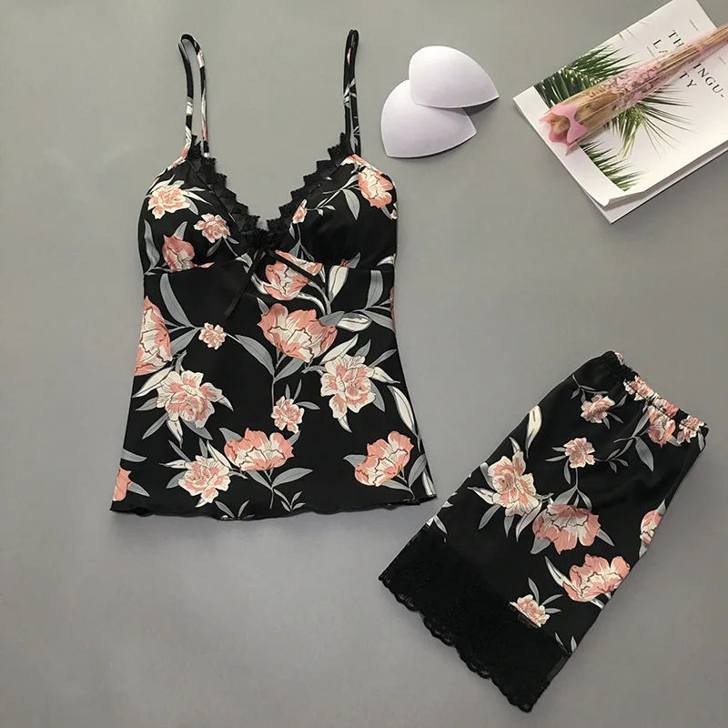 

Lady Home Wear Pajamas 4PC Strap Top Pants Suit Sleepwear Sets Woman Nightgown Sexy Kimono Sleep Robe Bath Gown Nightdress