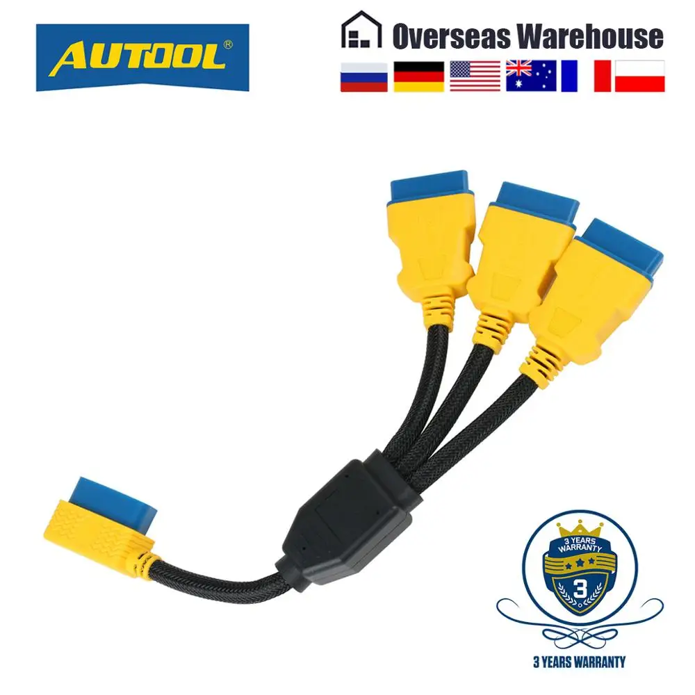 Кабель-разветвитель AUTOOL OBD2 удлинительные кабели от 1 до 3 переходник 16-контактный
