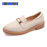 2021 european american fashion womens shoes retro loafer flate small leather shoes light mouthed single shoes ab102