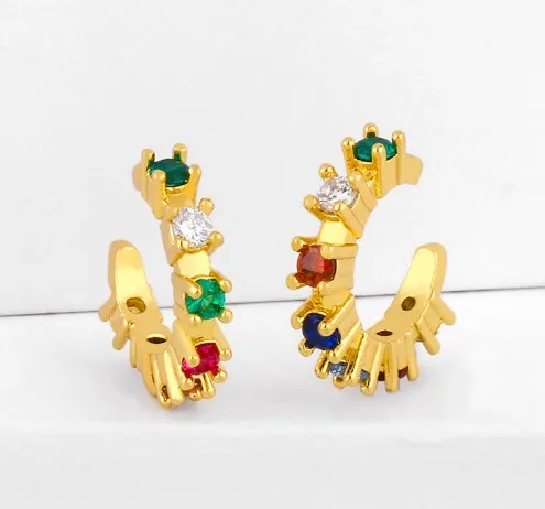 Серьги-клипсы yuhj3 из многоцветной латуни с фианитами зажимы для ушей без пирсинга