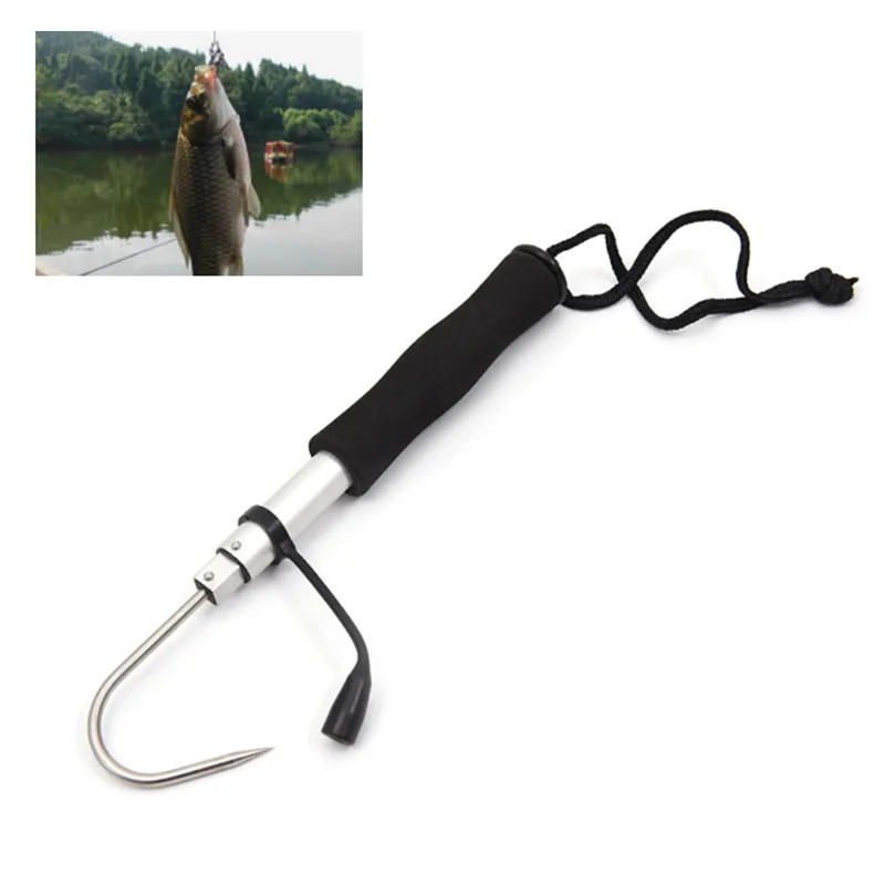 1 Pcs Stainless Steel Telescopic Fishing Gaff Aluminum Alloy Spear Hook Outdoor Sea Fishing Tackle 60/90/120cmB  #