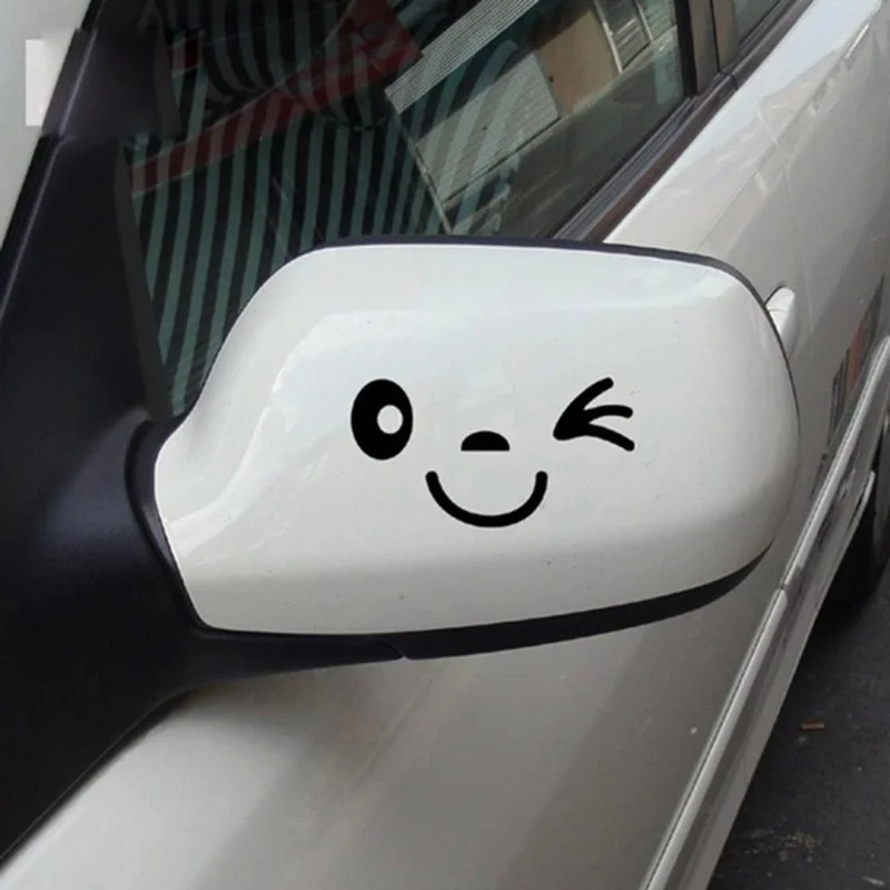 

1 Pair Funny Rearview Mirror Auto Waterproof Sunscreen Car Stickers Reflective Cute Smiling Face 3D Sticker