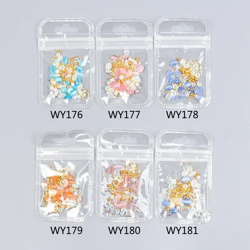 1 сумка с украшением в виде кристаллов и жемчугом золотая линия ногти