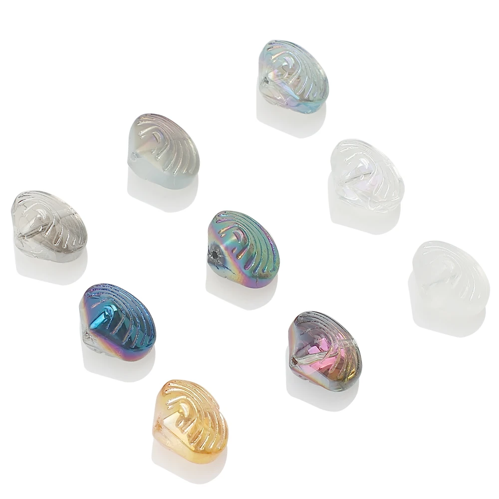 

20Pcs Crystal Pendant Striped Shell Shape 12x14mm Glass Heart Beads Stone For DIY Making Crafts Metrial Jewelry Necklace Earing