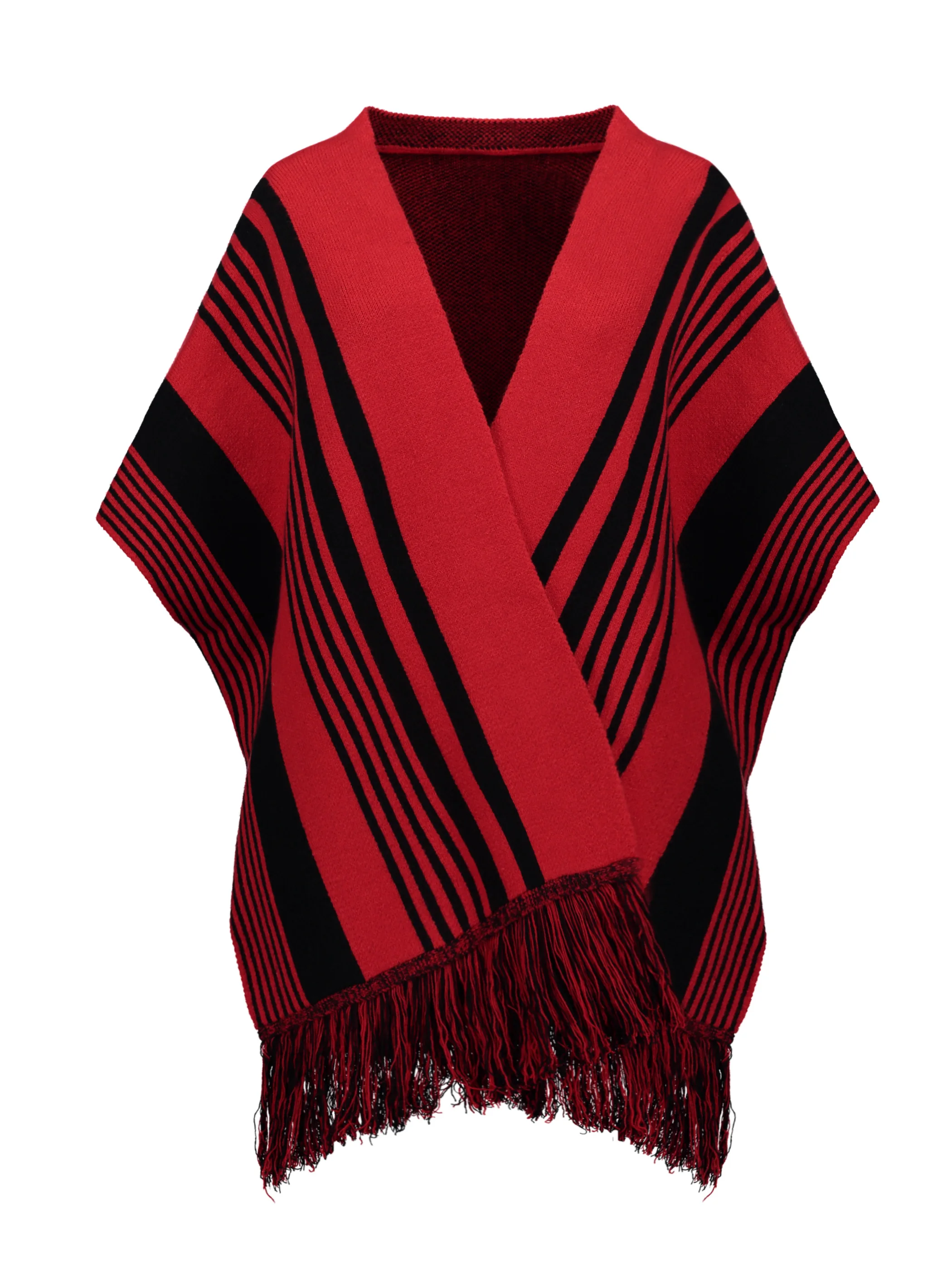 Women Cashmere Cape Red Stripe Color Block Knitted Tassel Shawl 2020 Knit Poncho Fashion Female Casual Boho Capes |