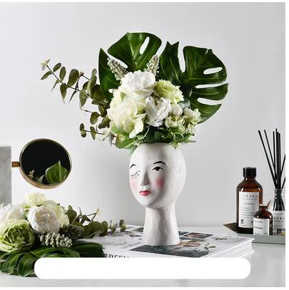 European Resin Vase Head Portrait Sculpture Flower Pot Decoration Ornaments Home Livingroom Office Desktop Furnishing Crafts Art - Цвет: style5