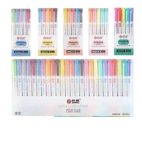 2022 5 colorsbox double headed highlighter pen set fluorescent markers highlighters pens art marker japanese cute kawaii