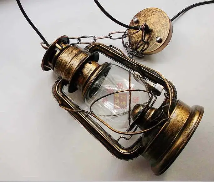 

Home Fashion tieyi brief rustic bedside Pendant lamp american style hourse lamp Lantern kerosene wrought iron chandelier