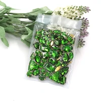 garment decorations grass green mix shape glass rhinestones sewing crsytal with gold claw for jewelryclothing accessories