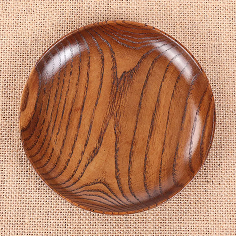 

Round Tray Kitchen Utensils Household Smooth Tableware Wooden Plate