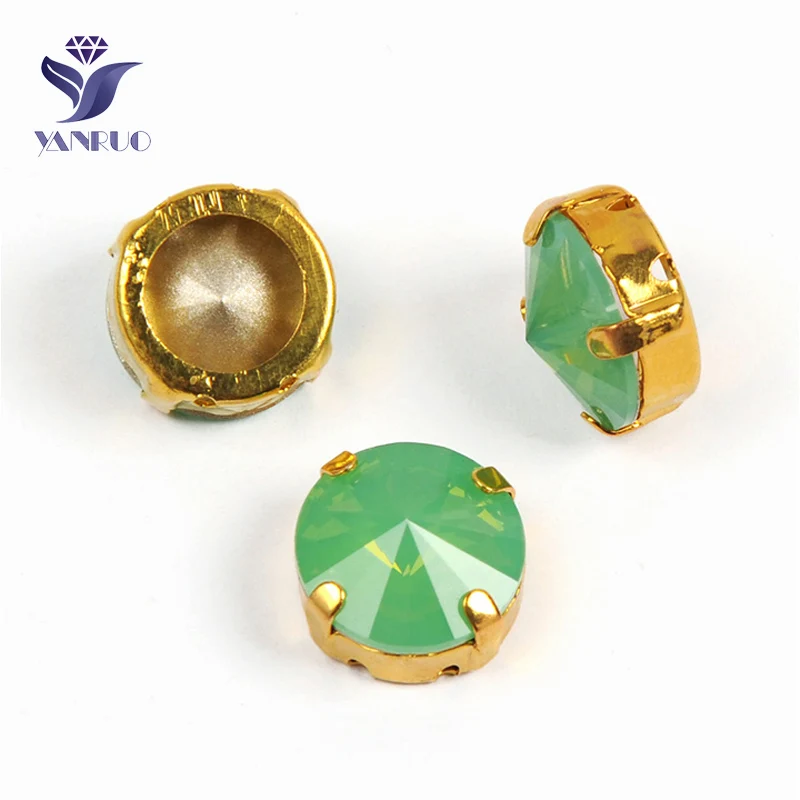 Pacific Opal Yanruo 1122 стакан Rivoli Strass хрустальные маскарадные камни металлическая установка DIY заостренный назад пришить стразы для поделок - Цвет: Pacific Opal