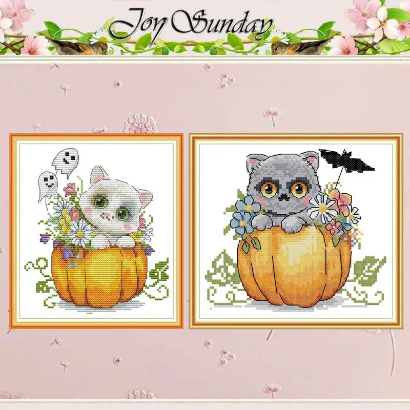 

Наборы для вышивки крестом на Хэллоуин с изображениями кошек и животных, 11CT, 14CT, Китайская вышивка крестиком, набор для рукоделия, домашний д...