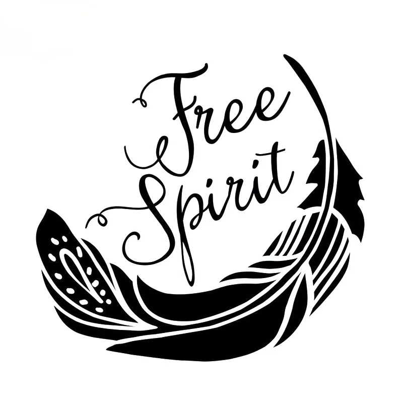 

Cartoon FEATHER Free Spirit Fashion Car Sticker Black/Silver Vinyl Car-styling Decals 18cm*17cm
