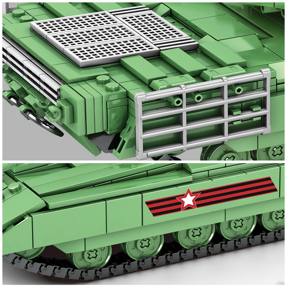 

1020pcs Military Russia T-14 Armata Main Battle Tank Building Blocks WW2 Bricks Army Soldier Figures Toys For Kids Children