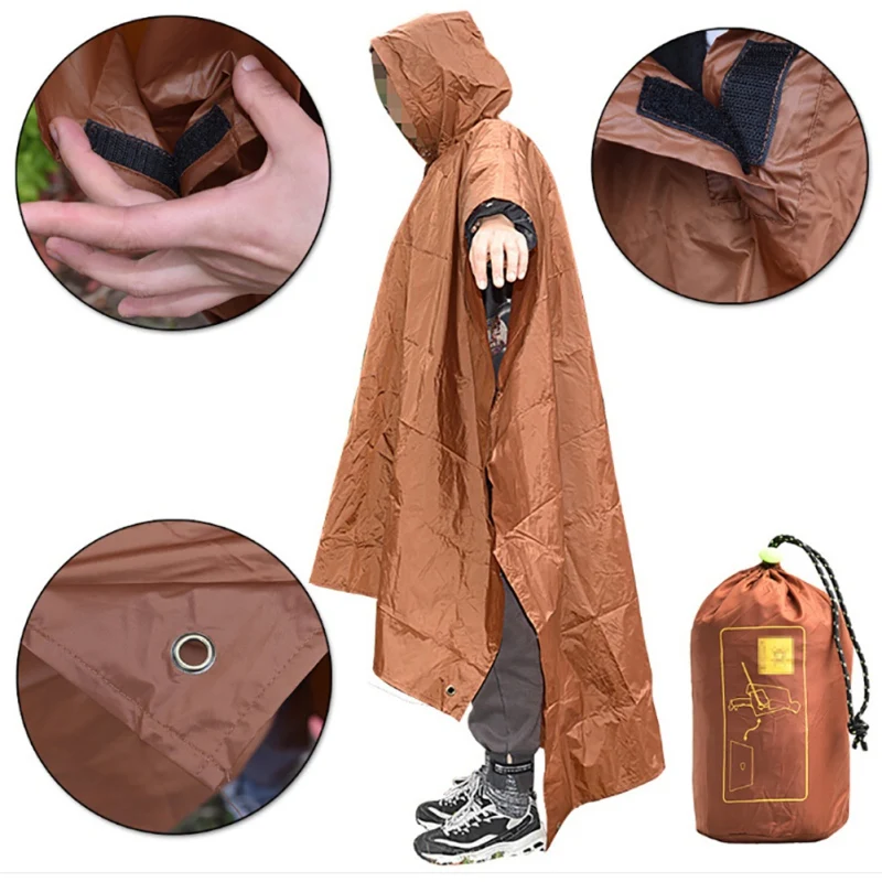 

3 In 1 Raincoat Backpack Rain Cover Rain Coat Hood Hiking Cycling Rain Cover Poncho Waterproof Tent Outdoor Camping Tent Mat