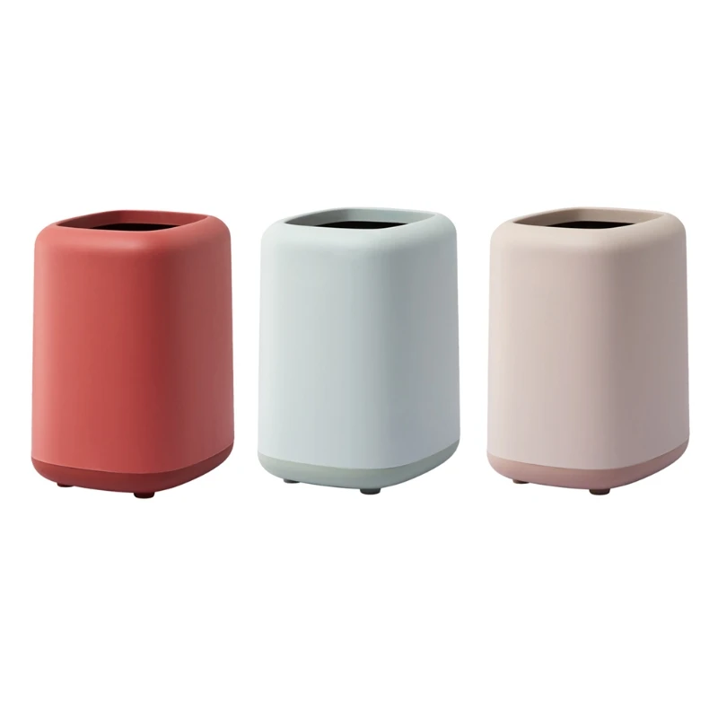 

Simple Square Shape Trash Can Creative Small Household Waste Bin Plastic Basket Bucket for Office Kitchen Bedroom Home