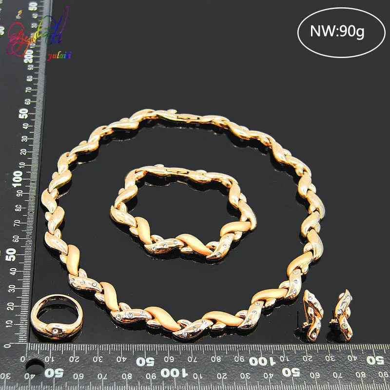 Yulaili New Fashion Vintage Turkish Women African Beads Necklace Earrings Nigeria Wedding Jewelry Sets Dubai Crystal Jewellery | Украшения