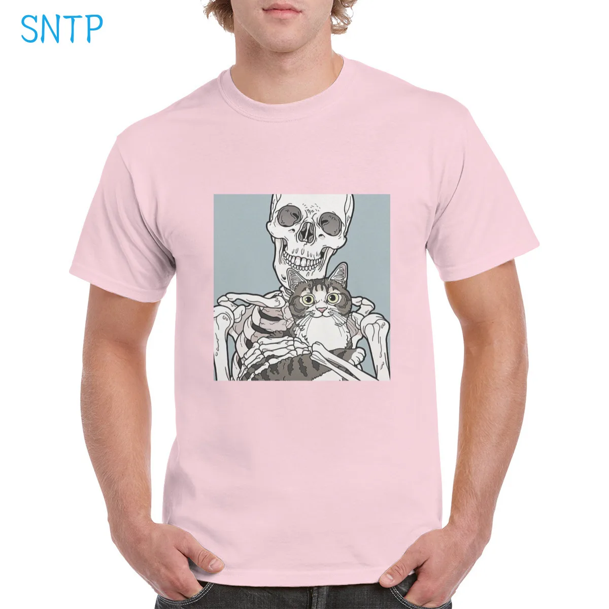 

Cat Friends Cute Funny Demon Skeleton Graphic Streetwear t shirt Cats Top 100% Cotton Soft Oversized Tee Female/Man T-Shirt