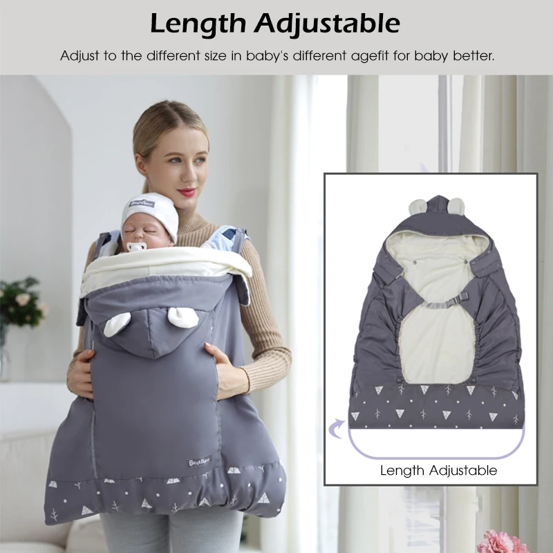 

Multifunction Cold Weather Hooded Baby Sling Wrap Infant Warm Cape Stroller Cover Blanket Sleeping Bag Wind/Rain/Snow Outdoor